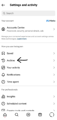 Navigate to instagram archive