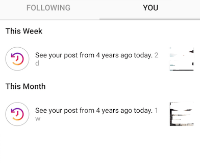 Instagram past stories notification