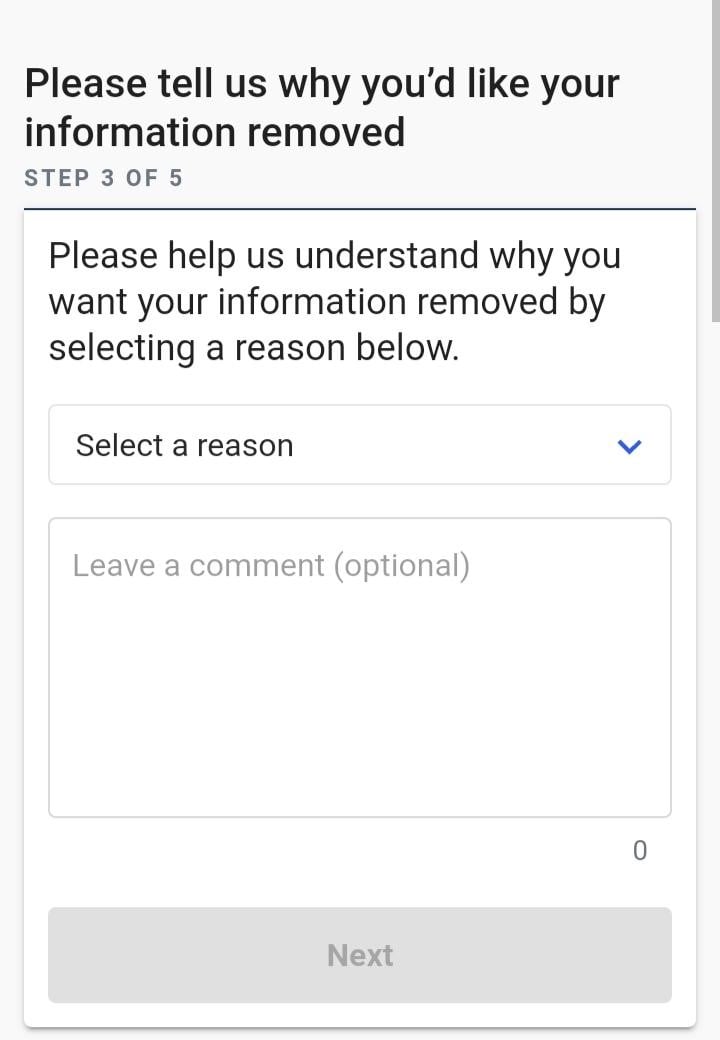 reason to remove your infromations