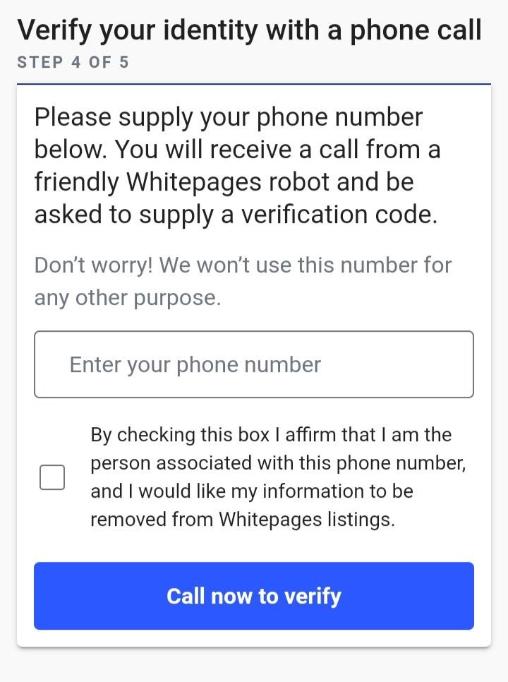 verify opt out with a phone call