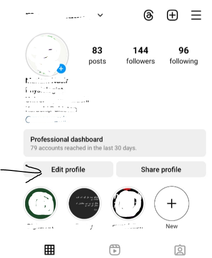 Edit instagram profile
