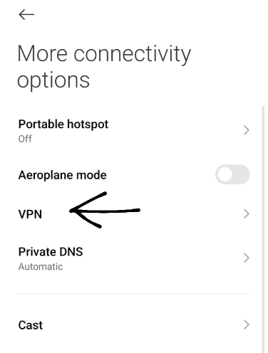 Select VPN from the menu