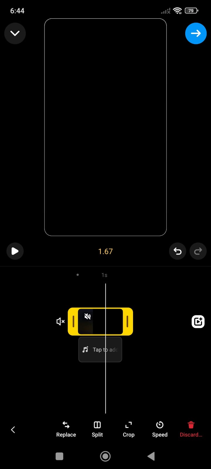 Click on your clip in the editing timeline, then push and drag the yellow slider to change the duration of the video.