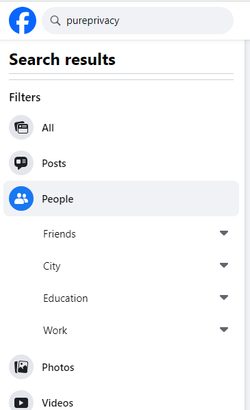 Search for people on facebook