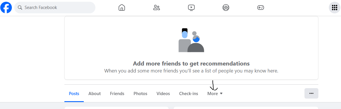 Just below your cover photo, click the "More" dropdown button on the far right of the navigation bar.