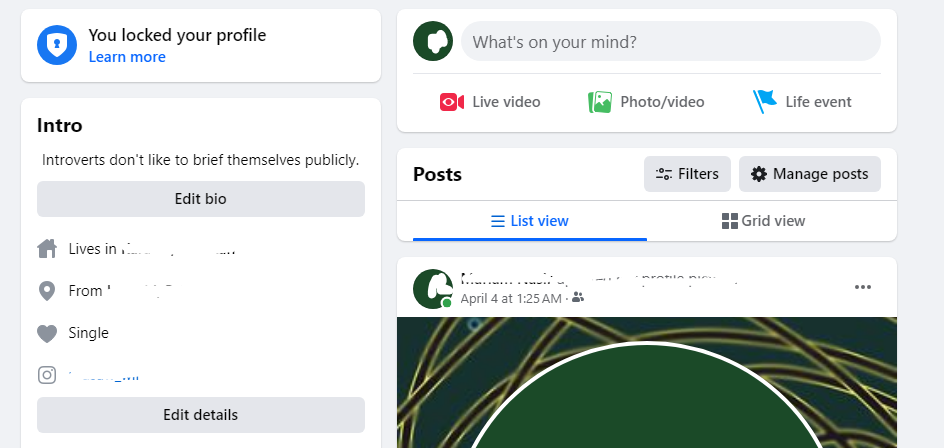 Find your post by scrolling through your News Feed or by clicking your icon in the left column to see your profile. 