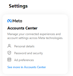 Go to settings and select Account Centre.