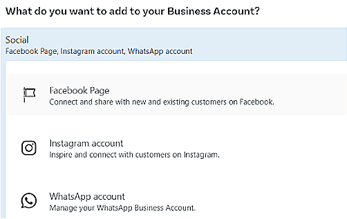Select the Facebook page options.