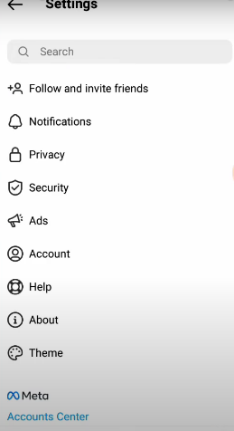 Then select Account from the menu