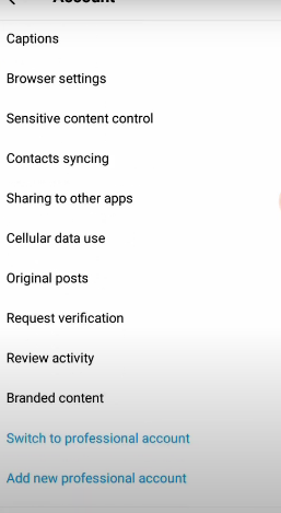 Hit the "Switch to Professional Account" button