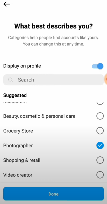 Select “Photographer” from the list after that.