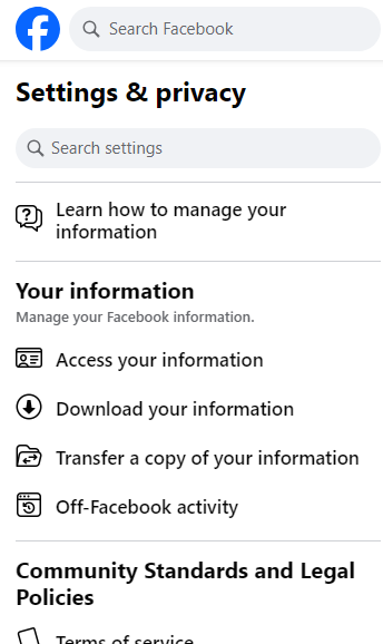 After scrolling down a bit, select "Download your information." 