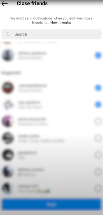 Select the followers you want to see your story shared with