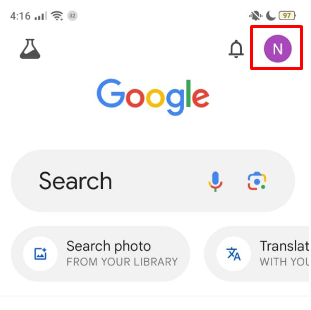 In the upper right corner, click to select your profile photo