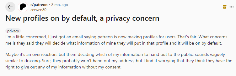 reddut thread about patreon