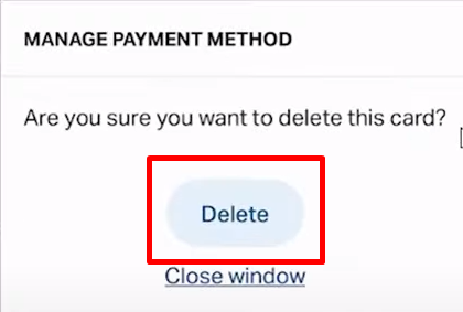 click on the Delete button on the popup window