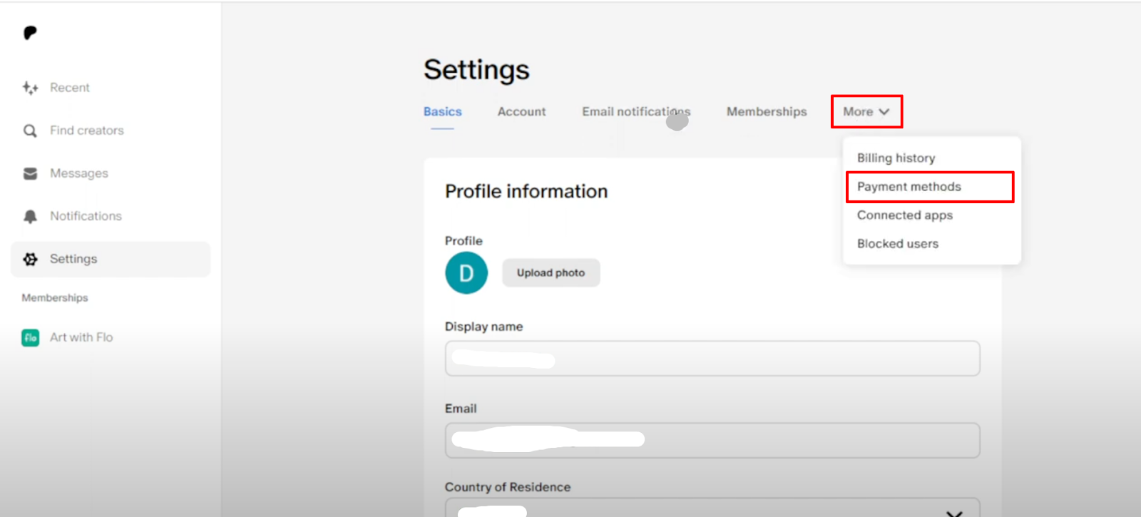 click on the Payment Method option from the dropdown menu 