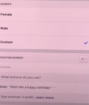  Select a gender choice.