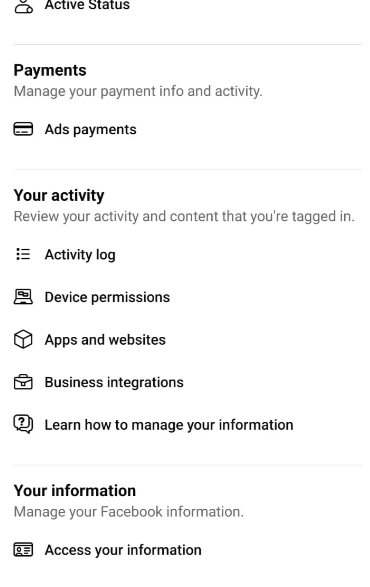 Select “Activity Log” from the menu.