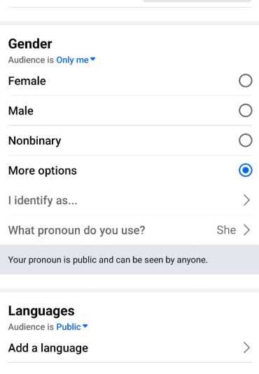 Select a gender choice. You can choose Male, Female, or Custom here