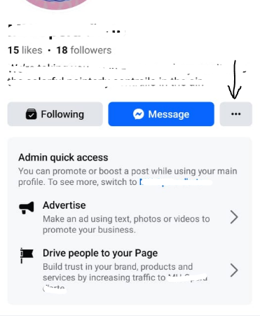 To access the sharing options, click on the three dots right under your Page name.