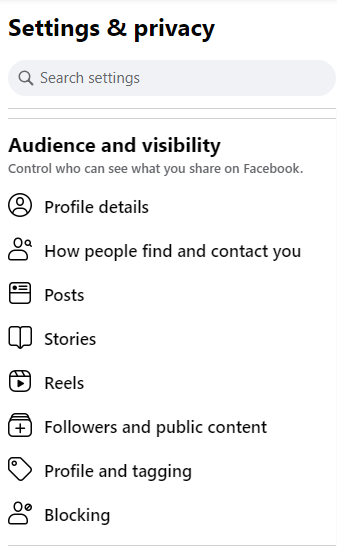 In the left sidebar of the screen, click "Profile and Tagging"