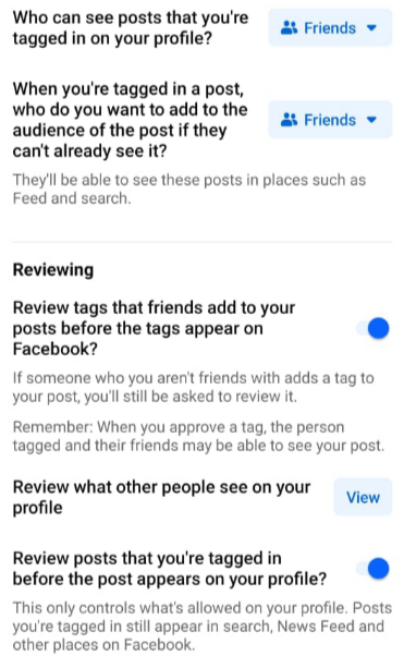 Review posts you're tagged in before the post appears on your profile