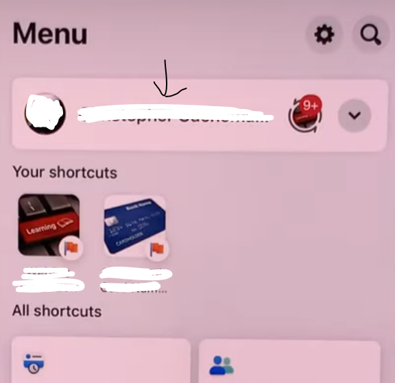 Tap your name. It should appear at the top of the screen