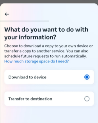 Now select the “Download to device” option