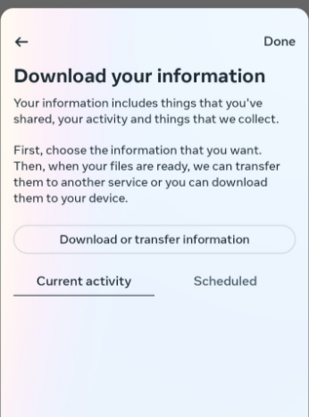 Click on “Download or transfer information.”