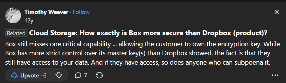 Reddit thread about box