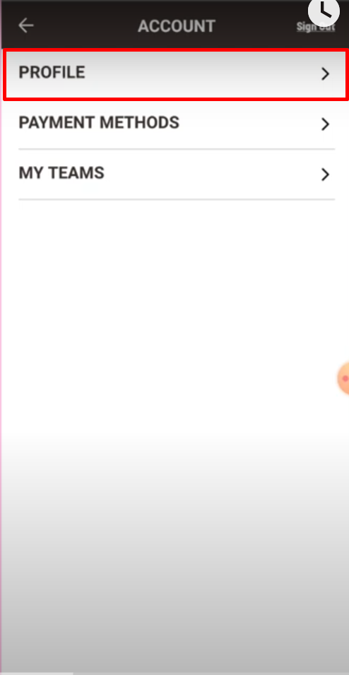 Then click on the Profile option on the account tab