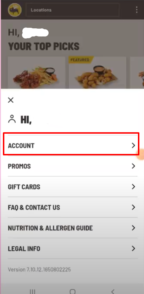 After that click on the Account tab from the menu