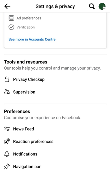 Scroll down and tap News Feed