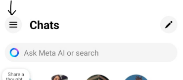 Tap the hamburger or the "menu" icon 