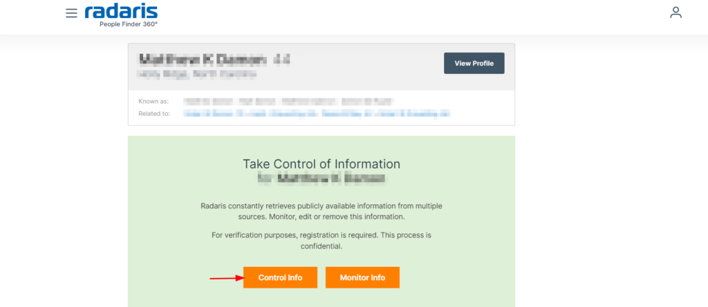 take control of information from radaris