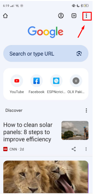 tapping the three dots 