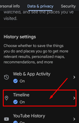 go to the timeline option
