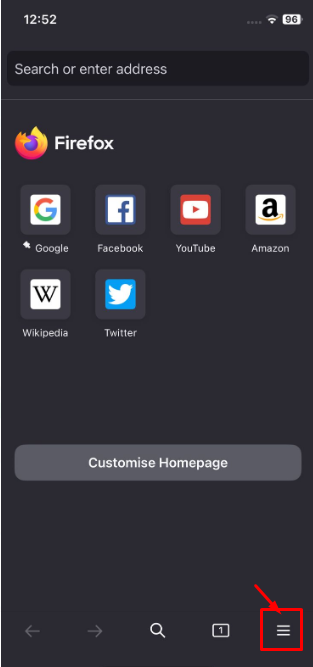 Click the three horizontal lines symbol 