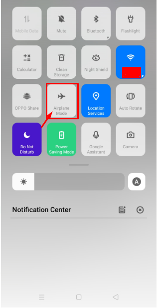 To activate Airplane mode, tap the Airplane mode icon