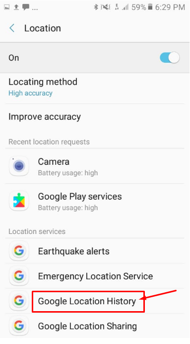 remove location information with "Location History."