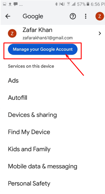 manager your google account