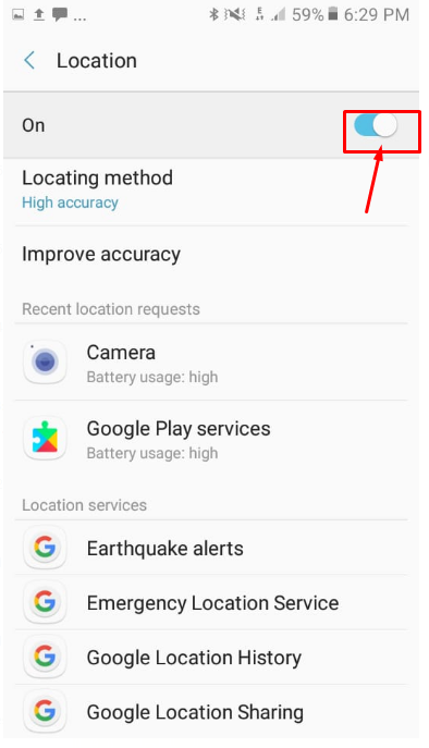 Disable location services by turning off 