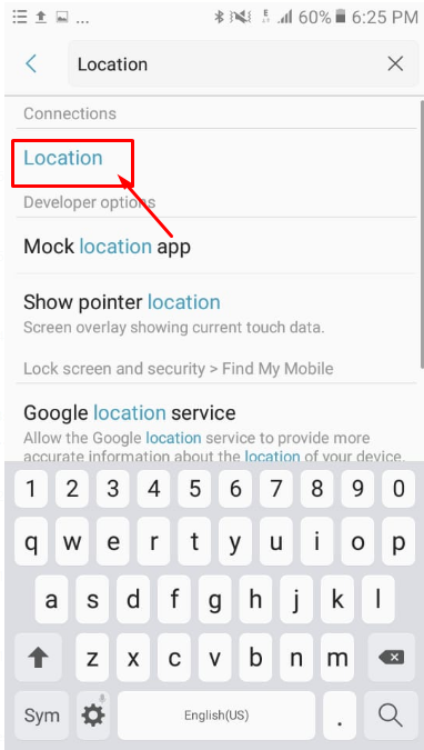 Look for Location 