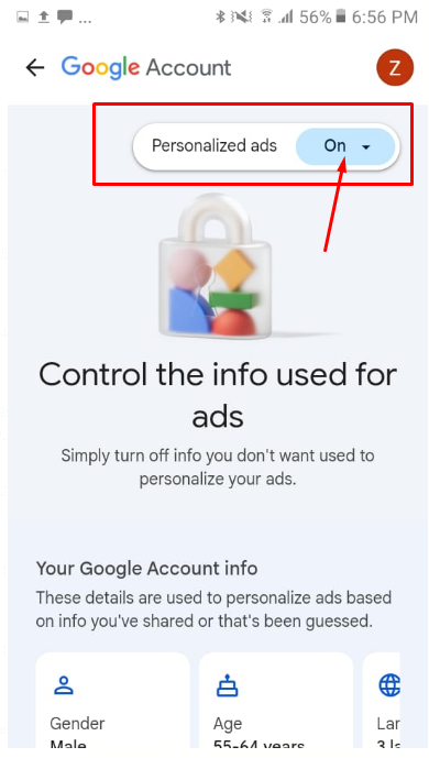 Tap on Personalized Ads