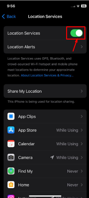 To turn off the locations