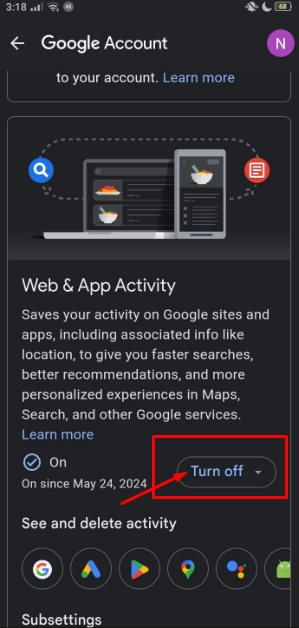 tap that, and mark it as turn off