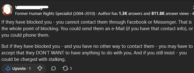Reddit thread about facebook blocking