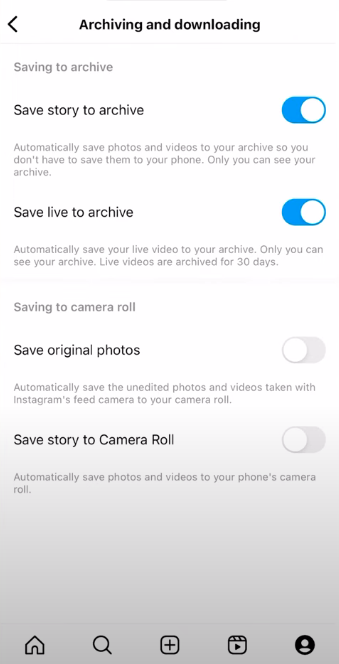 Disable the "Save story to gallery" button