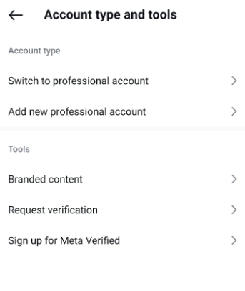 Switch to a professional Account